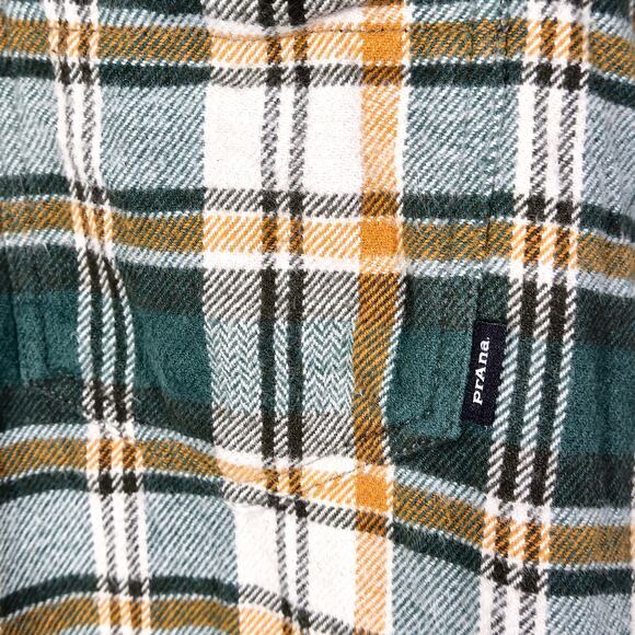 prAna Organic Cotton Flannel Shirt Grunge Revival Plaid Button Front Size XL - Picture 7 of 11